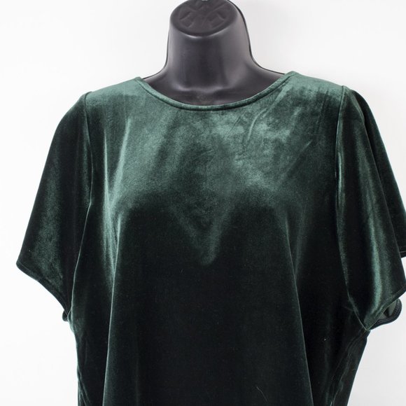 Madewell Velour Velvet Butterfly Green Top- Size M - Picture 2 of 5